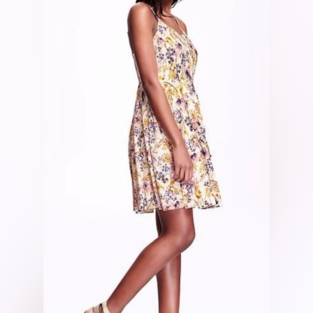 Old Navy Floral Sundress Purple Yellow Gold Cream Dress